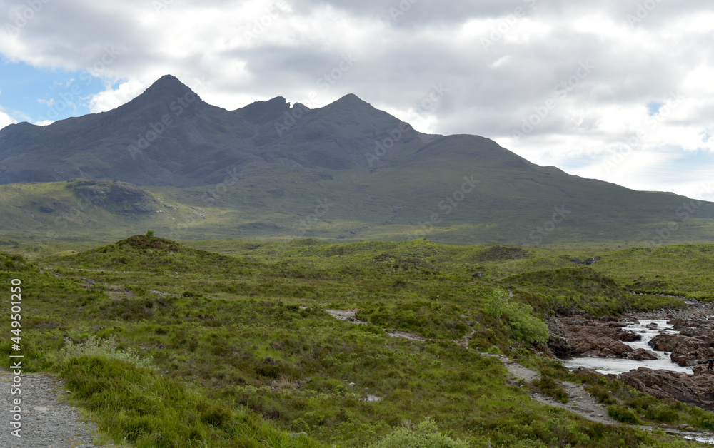 Footpath along Glen Sligachan on Isle of Skye, Inner Hebrides, Scotland