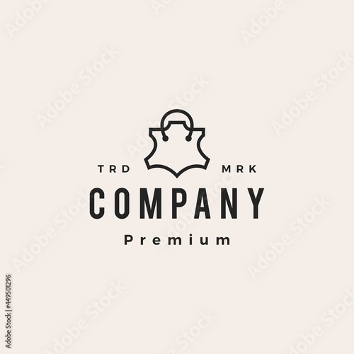 leather shop store shopping bag hipster vintage logo vector icon illustration