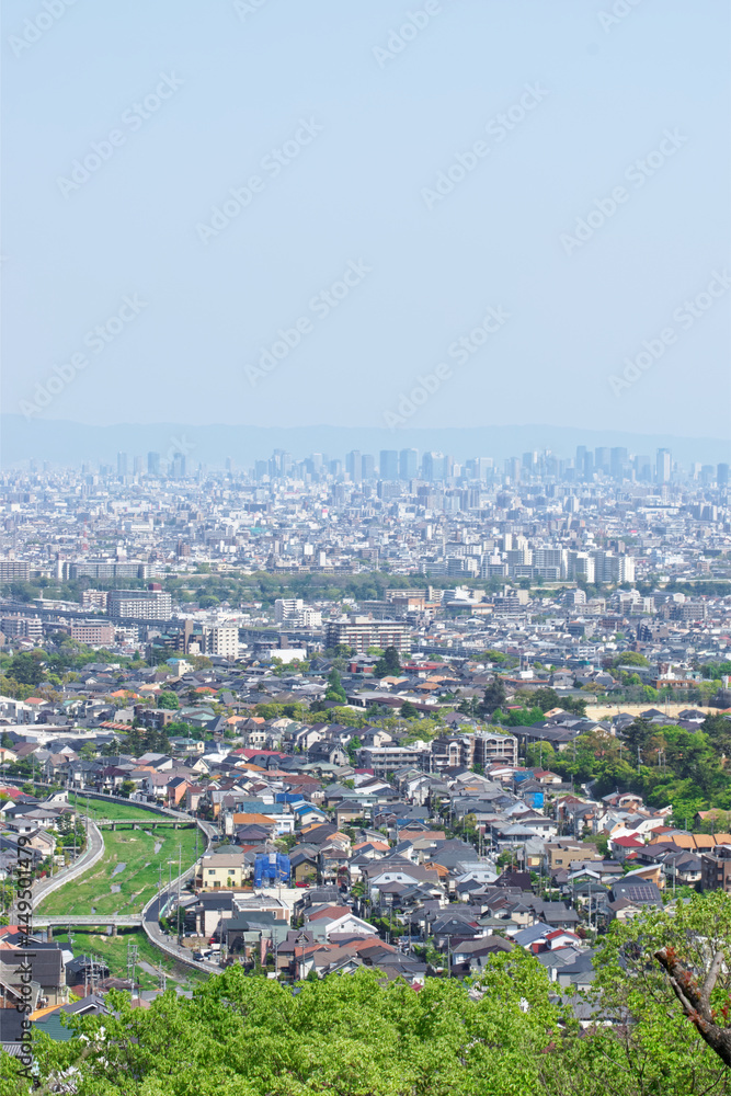 view of Nishinomiya city along the Nigawa-river in Hyogo, Japan