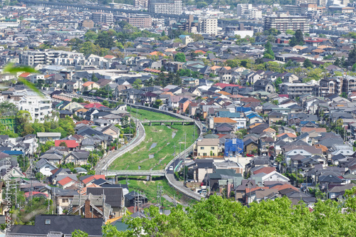 view of Nishinomiya city along the Nigawa-river in Hyogo  Japan