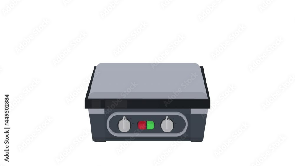 Electric grill. Animation of frying meat, alpha channel. Cartoon Electric grill. Animation of frying meat, alpha channel. Cartoon