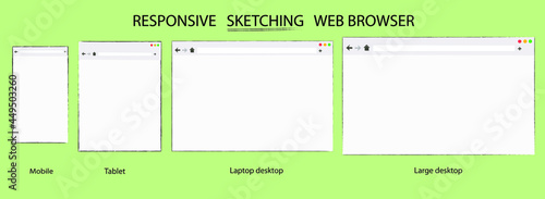 Web browser by sketching lines in responsive device screen size