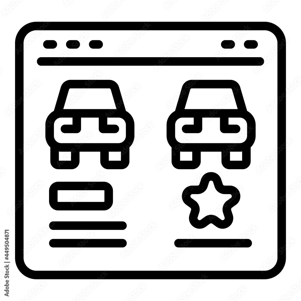 Featured car icon outline vector. Online vehicle. Drive review Featured car icon outline vector. Online vehicle. Drive review
