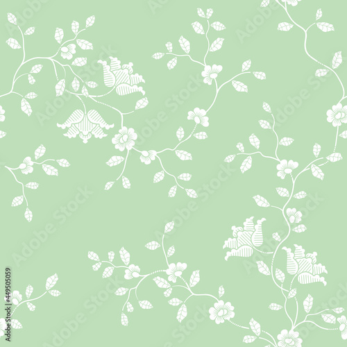 seamless pattern of flowers, branches and leaves © DZIANIS
