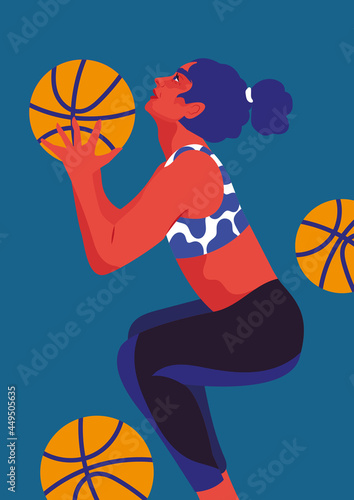 Frau spielt Basketball photo
