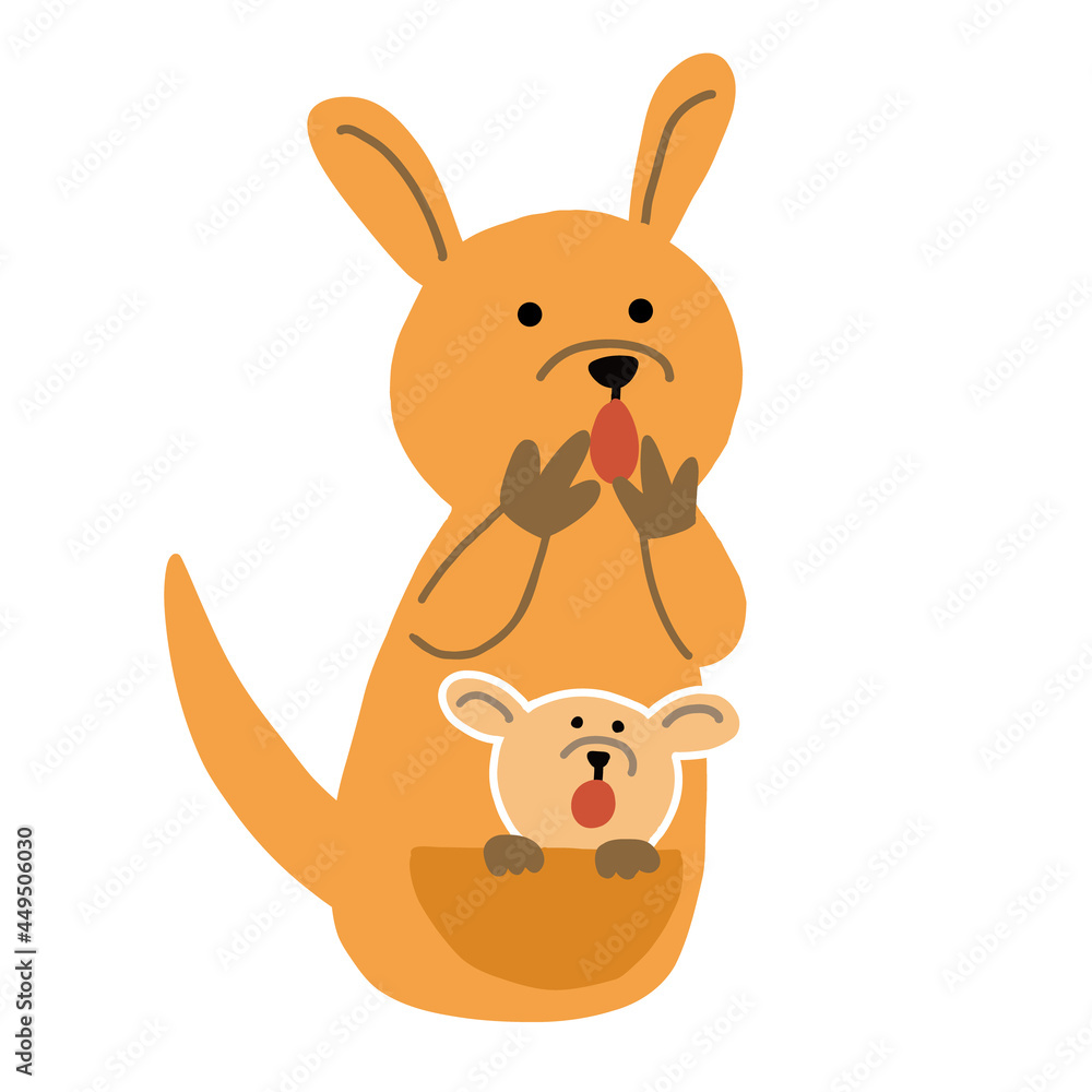 Fototapeta premium ビックリして驚いているカンガルーのベクターイラスト
