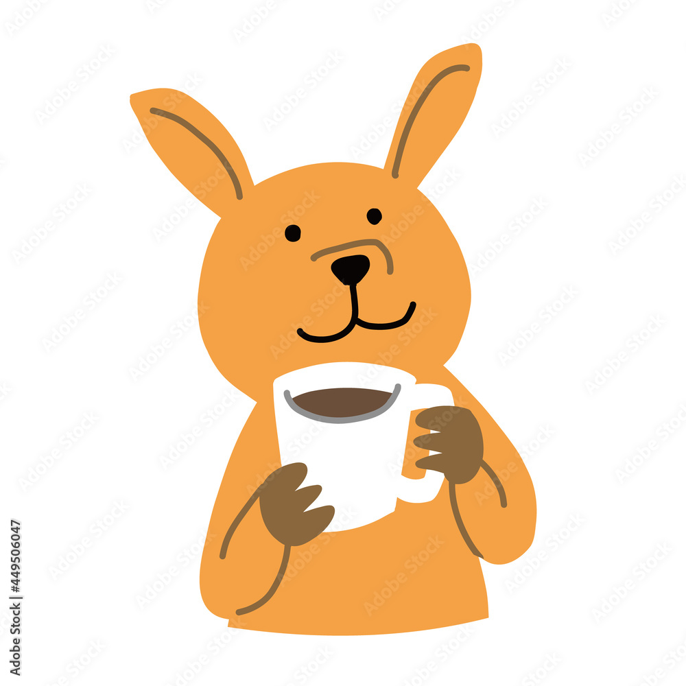 Obraz premium コーヒーを飲むカンガルーの可愛いベクター画像イラスト