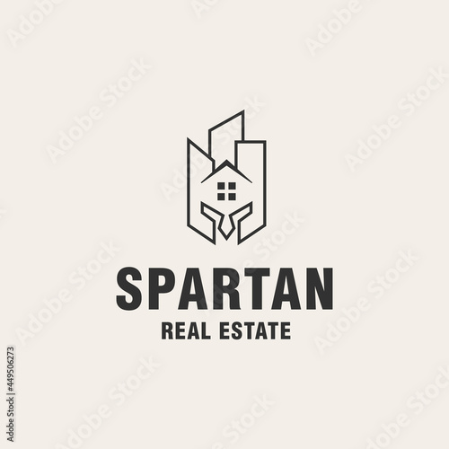 Spartan real estate logo template on monogram style