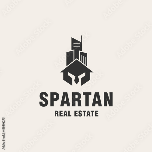 Spartan real estate logo template on monogram style