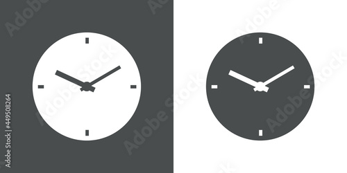 Logotipo silueta de esfera de reloj simple en fondo gris y fondo blanco