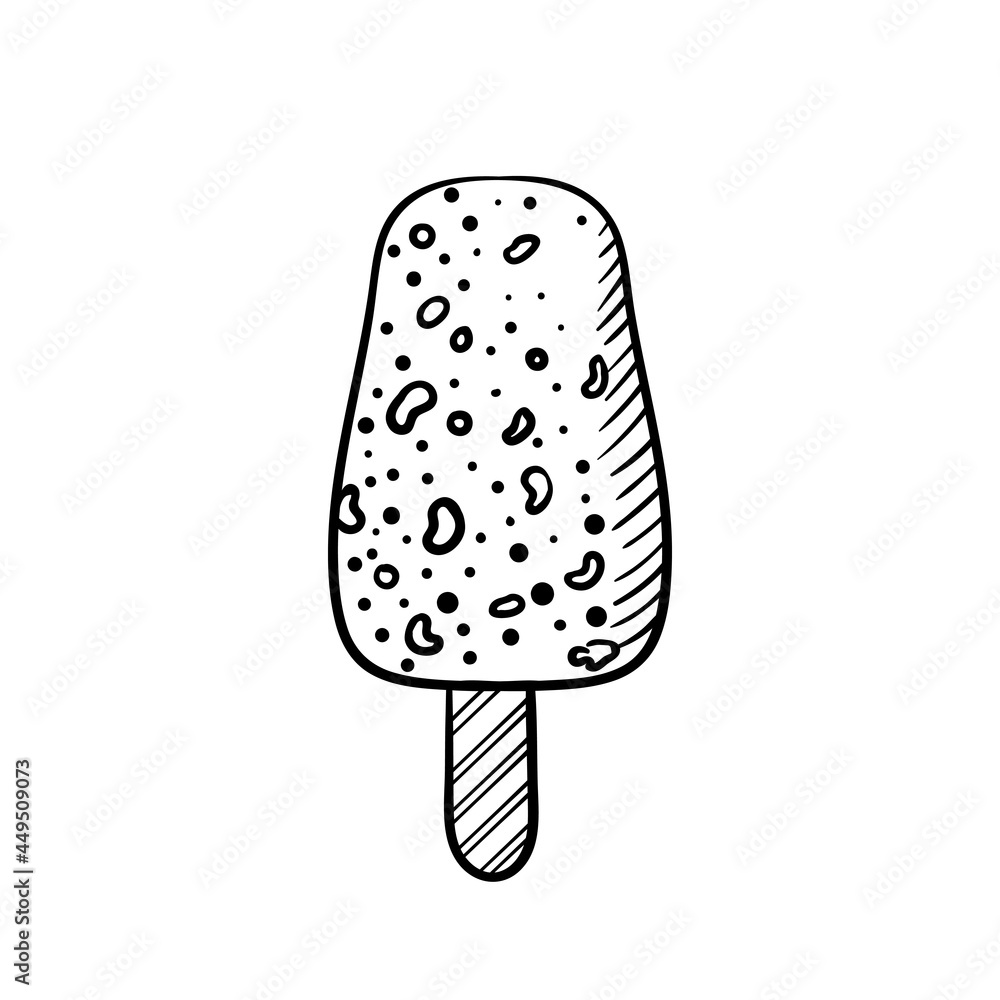 Ice cream doodle. Hand drawn sketch delicious dessert. Vector isolated illustration on a white background. Ice cream doodle. Hand drawn sketch delicious dessert. Vector isolated illustration on a white background.
