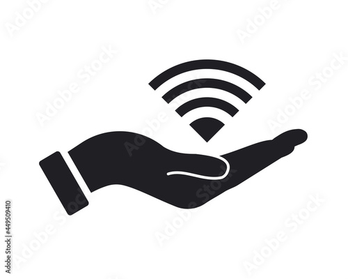 Hand Wifi logo design. Wifi logo with Hand concept vector. Hand and Wifi logo design