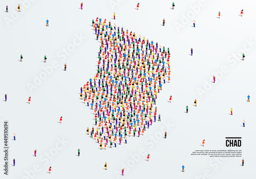 Chad Map. Large group of people form to create a shape of Chad Map. vector illustration.