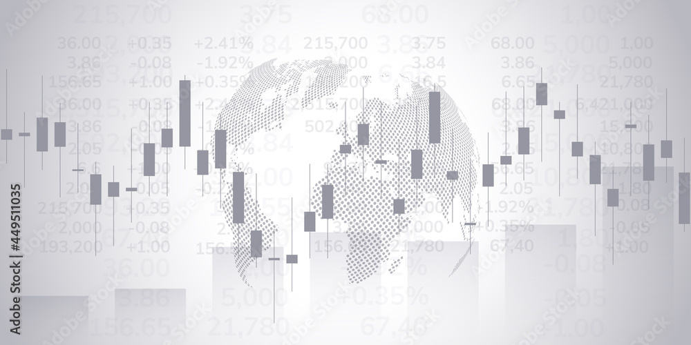 Obraz premium Stock market and exchange. Bullish point, Trend of graph.Graph chart of stock market investment world trading. Stock market data. Vector illustration