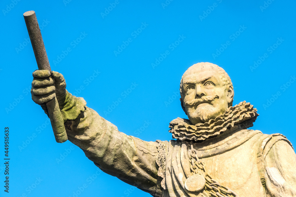Statue of national marine here Piet Hein in Rotterdam Delfshaven, Zuid