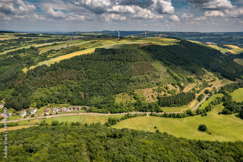 Aerial view of a landscape in Rhineland-Palatinate, Germany
