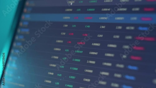Trading stocks on computer. Economy data