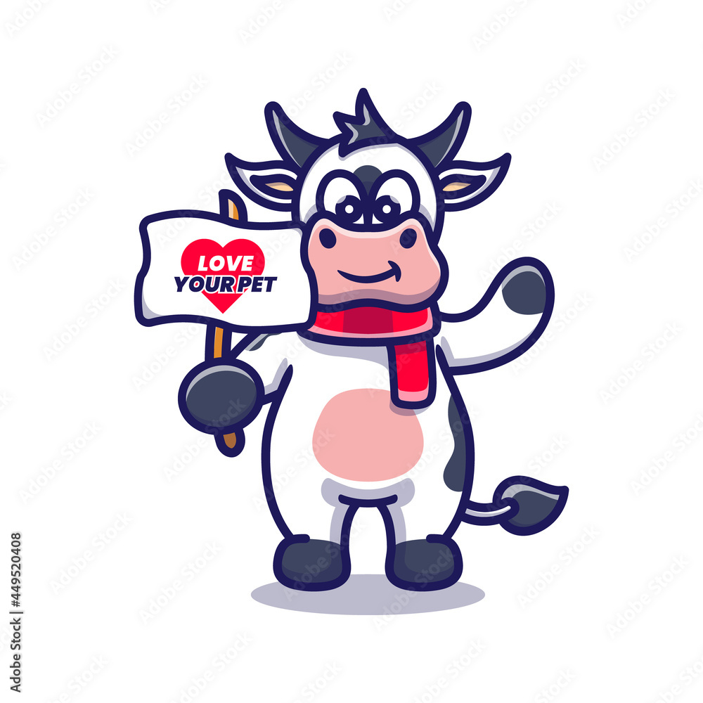 Fototapeta premium cute cow campaign to love your pet