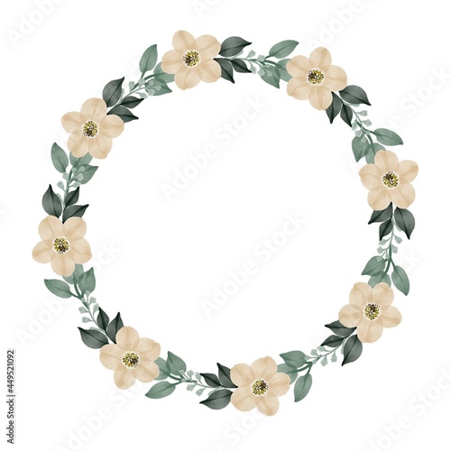 circle frame with cute white flower border for greeting and wedding card