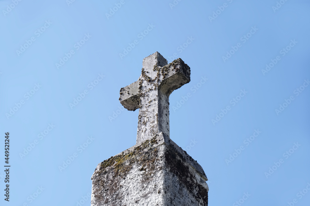 Baptist church steeple cross against blue sky Baptist church steeple cross against blue sky