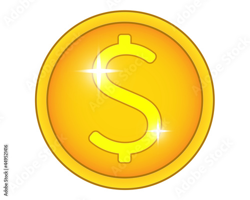 Shiny Coin. Abstract or game money - vector full color illustration. Metallic shiny and shining golden money with dollar sign.
