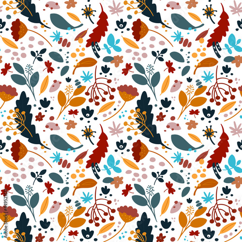 Seamless pattern with autumn leaves. Perfect for wallpaper, gift paper, pattern fill, web page background, autumn greeting cards.Vector illustration