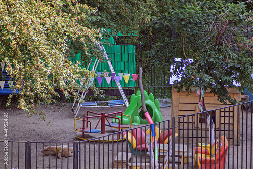 An empty children's playground on a summer day