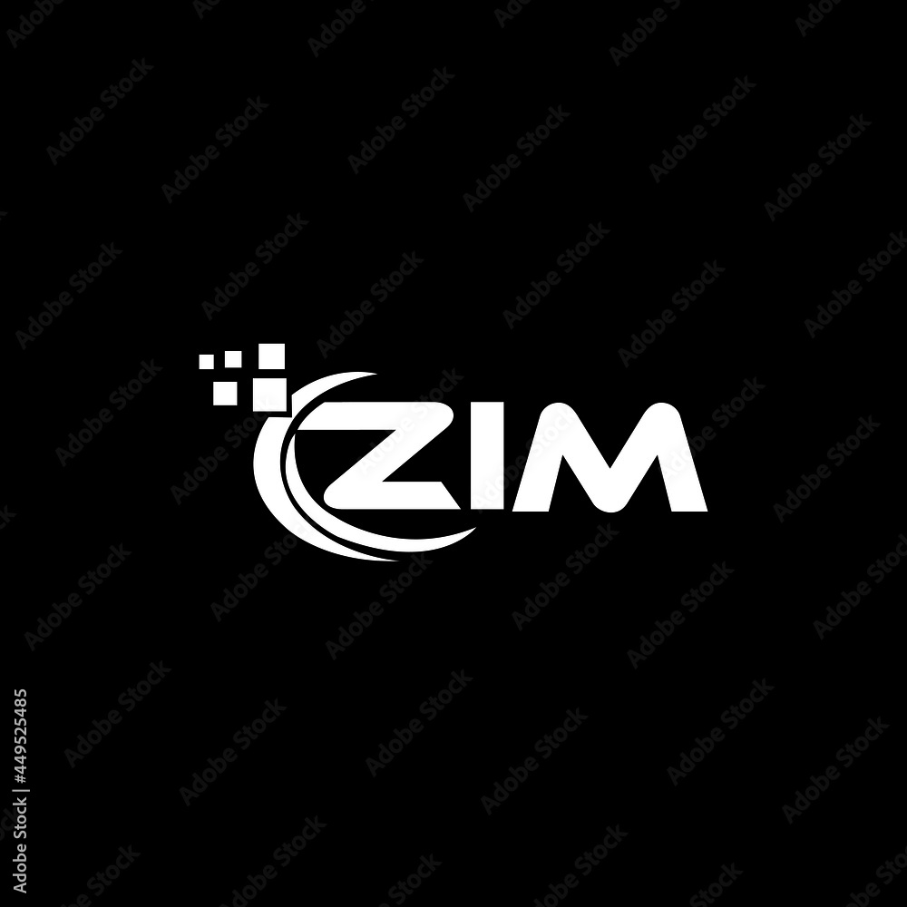ZIM letter logo design on black  background. ZIM creative initials letter logo concept. ZIM letter design.  - obrazy, fototapety, plakaty 