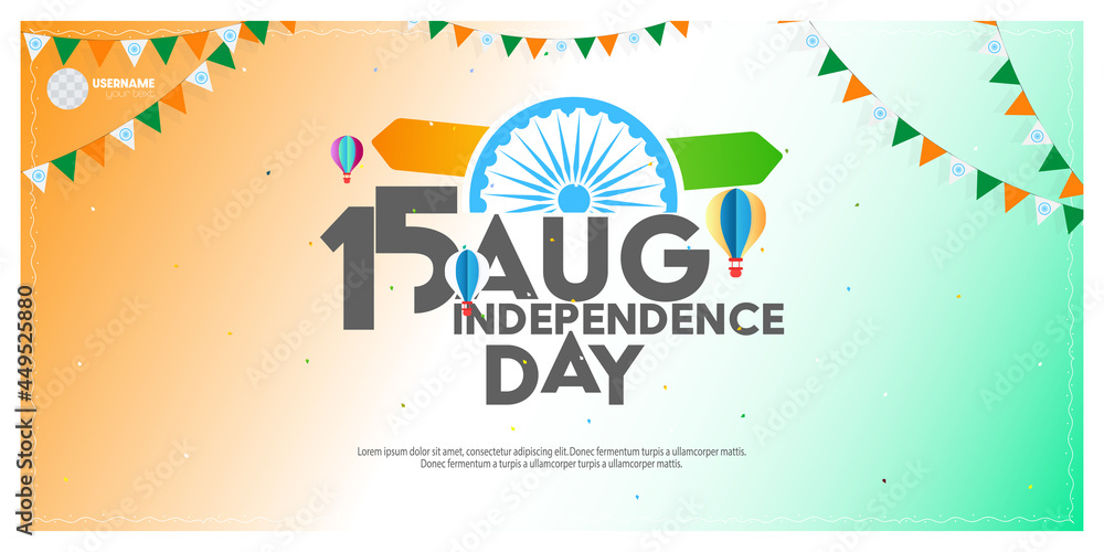 Naklejka premium Indian Independence Day with text 15th August