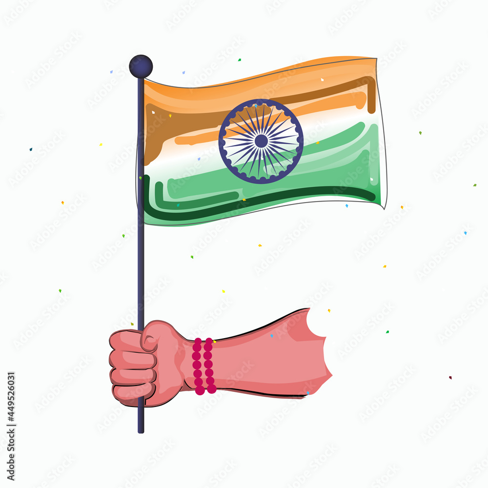 illustration of holding the flag of India in hand. illustration of holding the flag of India in hand.