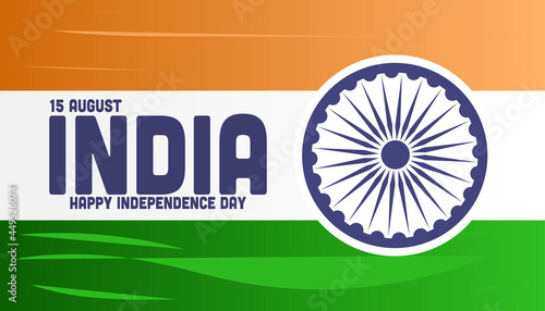 Indian National Flag color background with Ashoka Wheel, Elegant Poster, Banner or Flyer design for 15th August, Happy Independence Day celebration.