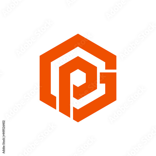 logo vector letter PG, polygon shape. Hexagon emblem, design concept, logo, logotype element for template.