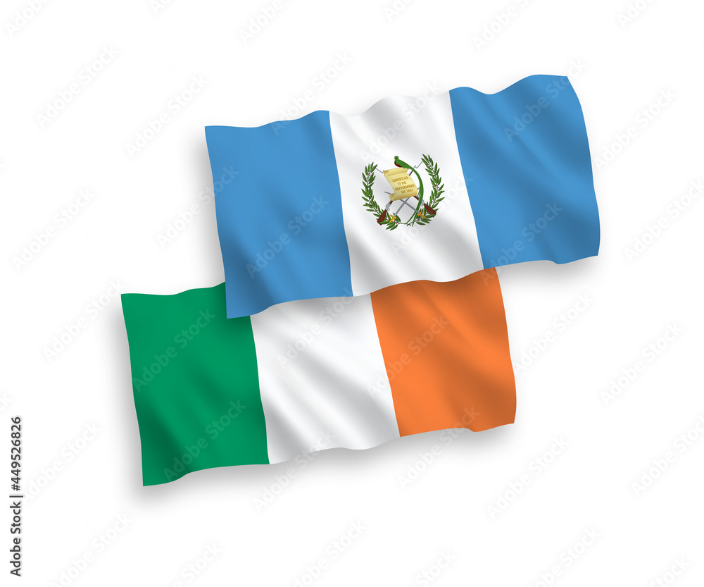 Flags of Ireland and Republic of Guatemala on a white background