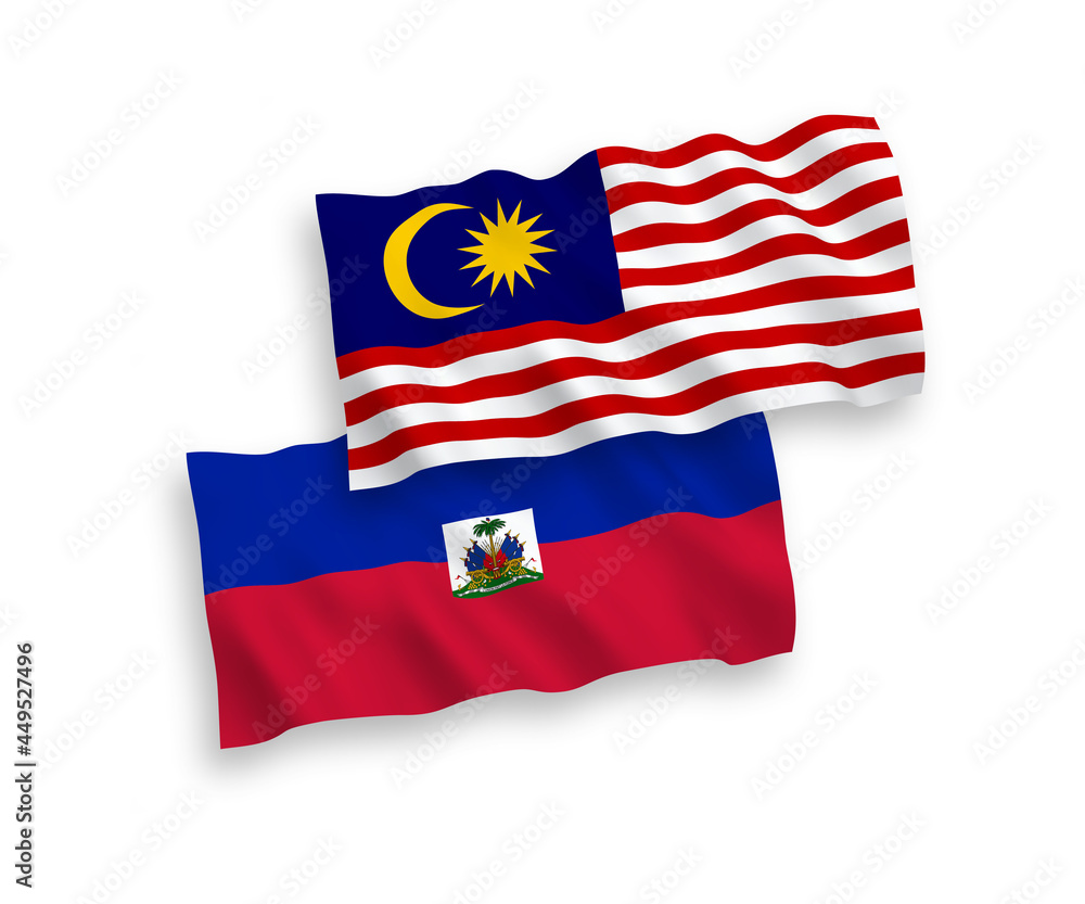 Flags of Republic of Haiti and Malaysia on a white background