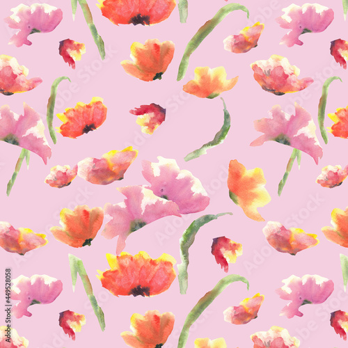 Poppy flower seamless pattern