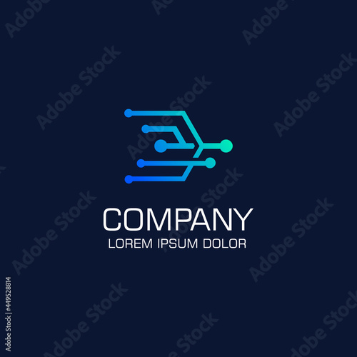 Techno logo.  Digitial Technology Vector Design. Gradation style. Aplication icon. Design inspiration. Fit to your Digital media  Business  Company etc