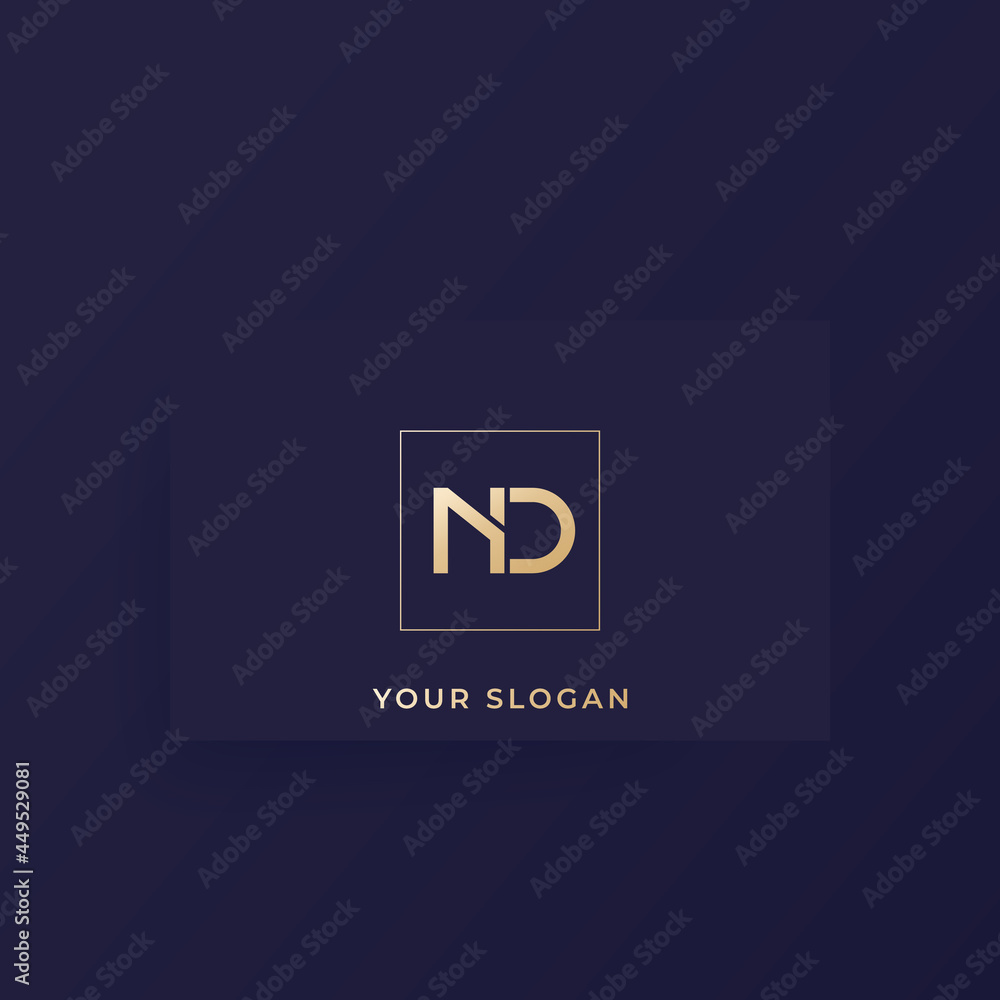 ND monogram, letters vector logo on a card ND monogram, letters vector logo on a card