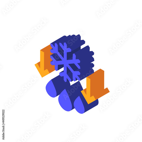 defrost, ice to water icon, isometric design