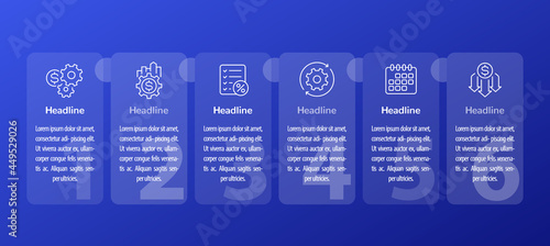 cost effective and financial efficiency, 6 steps infographic with line icons