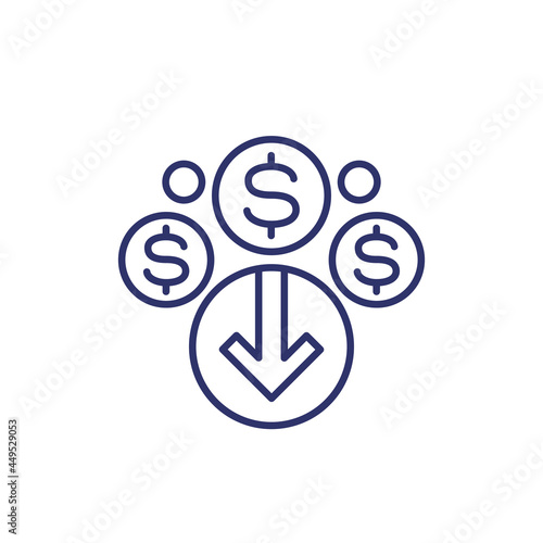 cost reduction icon, line vector