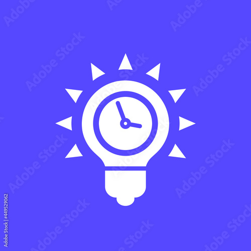 Idea and time icon with light bulb