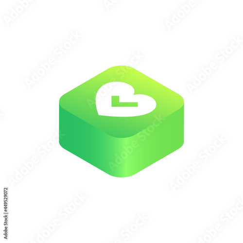 heart and tick icon, isometric design