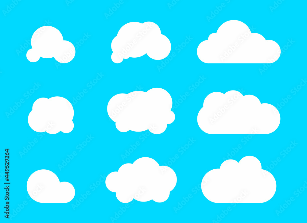 Cloud. White cloud on blue background. Vector illustration.