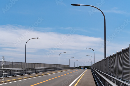 Canvastavla 青空と並んだ街灯と道路