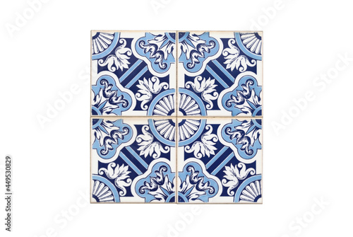 Padrão de azulejos típicos portugueses em dois tons de azuis photo