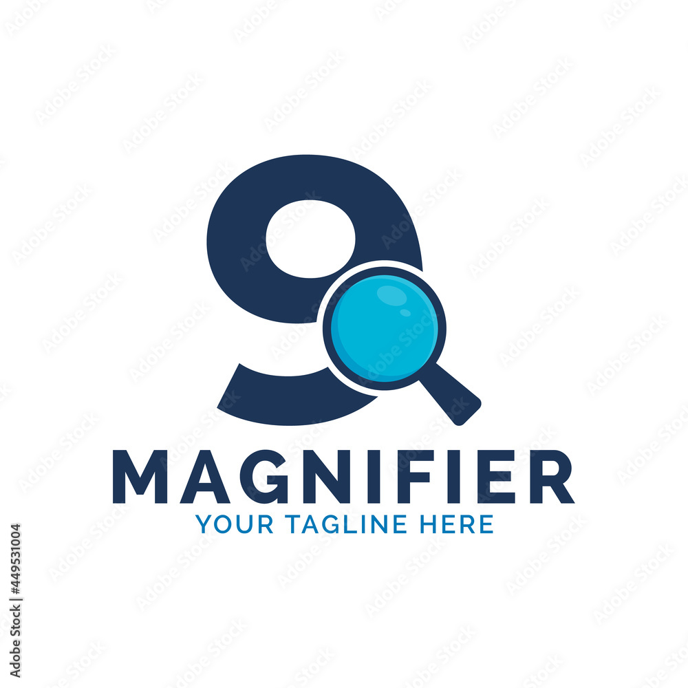 Search Logo. Number 9 Magnifying Glass Logo Design Search Logo. Number 9 Magnifying Glass Logo Design