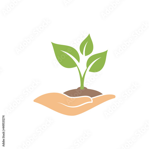 Hand sprout icon design illustration template