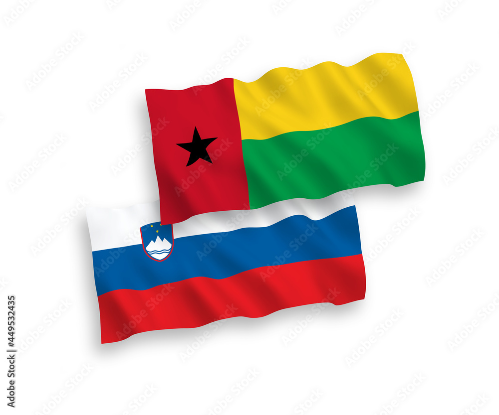Fototapeta premium Flags of Slovenia and Republic of Guinea Bissau on a white background