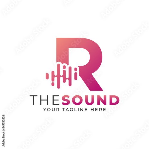 Music Logo. Creative Letter R Trendy Design Logo Concept with Sound Wave Vector Illustration.