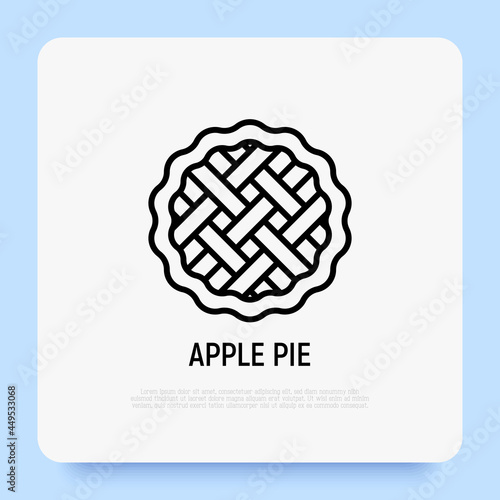 Apple pie thin line icon. Modern vector illustration of bakery.